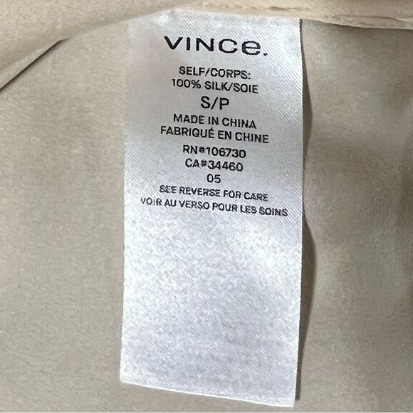 Vince Pleated Shirred Silk Top SMALL Cream Minimalist Old Money Capsule Wardrobe - Picture 9 of 12